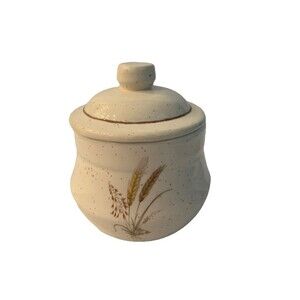 Vintage Treasure Craft Speckled Sugar Jar Wheat Design TCR19